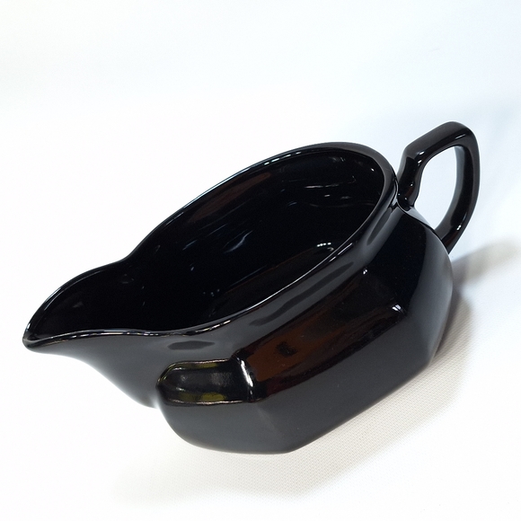 Vintage Black Octagon Shaped Gravy Boat  Dish - Picture 4 of 9